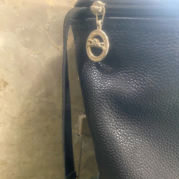 LONGCHAMP BLACK VTG LEATHER SMALL BACKPACK Bag RUSTIC GOLD RARE CHIC LUX - Picture 13 of 15